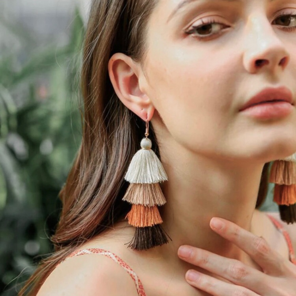 “Mi Amor” Layered Tassel Fringe Cute Boho Earring - Picture 7 of 7